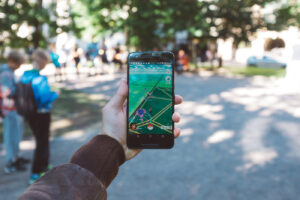 Augmented reality on mobile device at the park