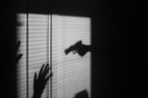 shadow of gun on wall